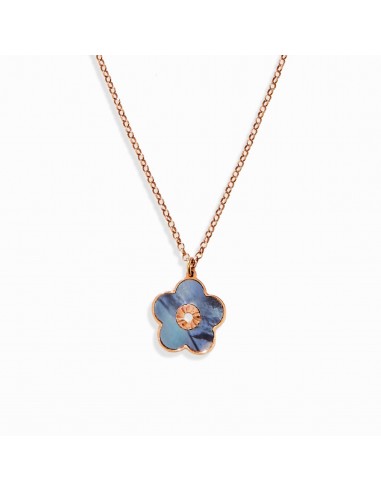 Blue Mother Of Pearl Flower Pendant Necklace en linge