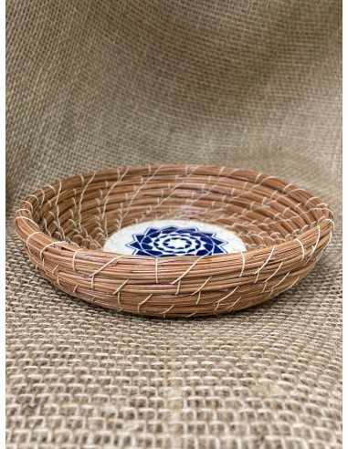 Medium Pinecone Patchwork Basket Cobalt Blue france