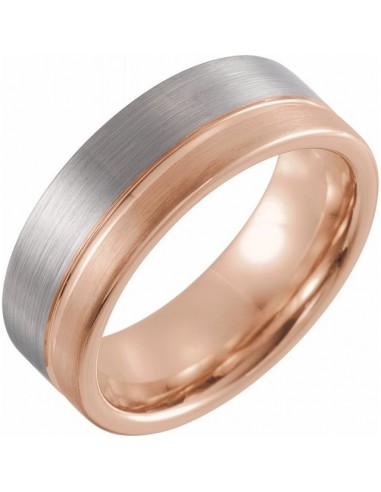 18K Rose Gold Vermeer Tungsten 8mm Wedding Band with Satin Finish Amélioration de cerveau avec