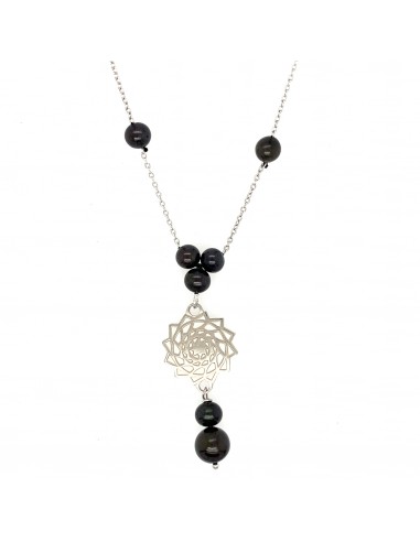 Black Pearl Pinecone Patchwork Necklace 20in vente chaude votre 