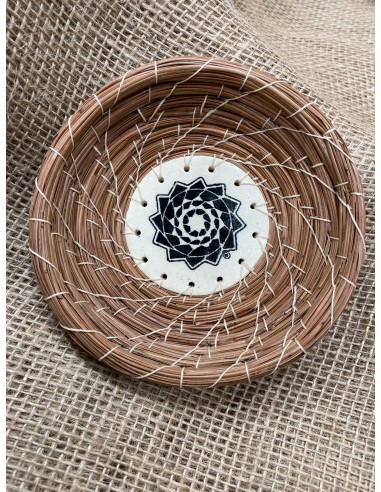 Small Pinecone Patchwork Basket Black soldes