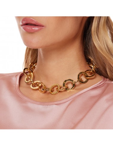 Polished Gold Textured Circle Link Toggle Necklace plus qu'un jeu 