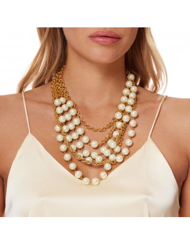 Gold Chains with Pearls Necklace destockage